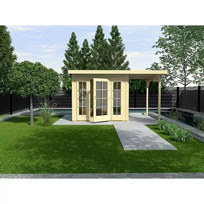 Weka Gartenhaus 172 B - Außenmaß inkl. Dachüberstand (B x T): 286 x 554 cm, Holz, Natur - Stimmungsaufnahme