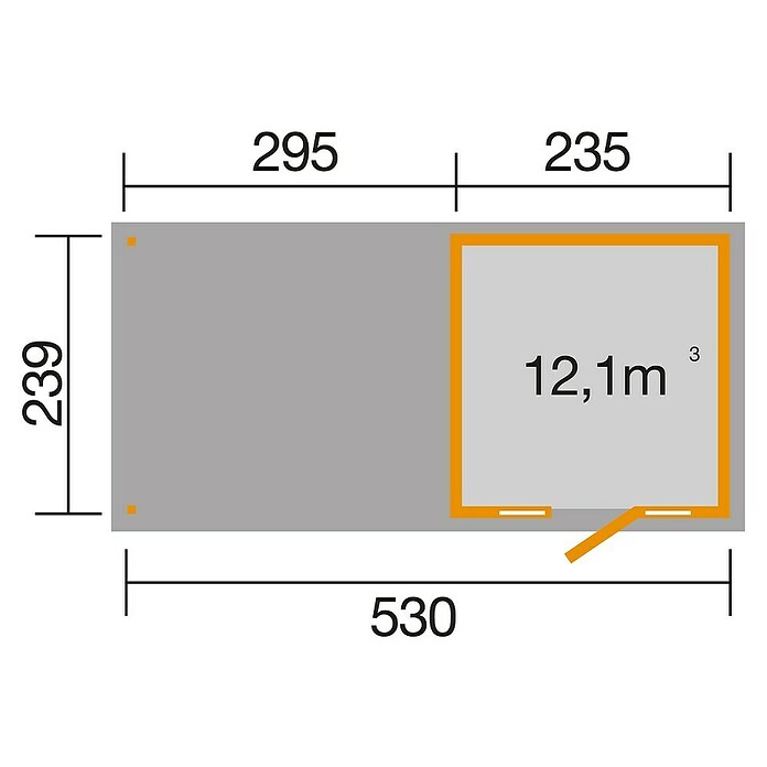 Weka Gartenhaus 172 B (Außenmaß inkl. Dachüberstand (B x T): 286 x 554 cm, Holz, Natur) | BAUHAUS