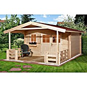 Weka Gartenhaus 111 (Außenmaß inkl. Dachüberstand (B x T): 460 x 594 cm, Holz, Natur, 22,04 m², Mit Info & Brüstungsgeländer) | BAUHAUS