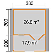 Weka Gartenhaus 111 (Außenmaß inkl. Dachüberstand (B x T): 460 x 514 cm, Holz, Natur, 19 m², Mit Vordach & Brüstungsgeländer) | BAUHAUS