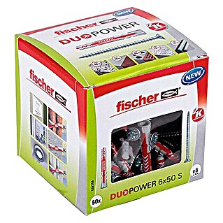 Fischer Duopower Dübel- & Schraubenbox 6x50 S LD (Durchmesser Dübel: 6 mm, Länge Dübel: 50 mm, Senkkopfschraube, 50 Stk.)