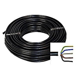Podzemni kabel NYY-J 5x2,5 (Broj parica: 5, 2,5 mm², Duljina: 25 m, Crne boje)