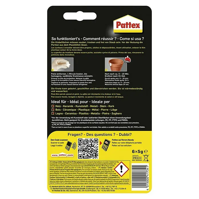 Pattex Kontaktkleber Repair Express - 5 g - Pattex Reparatur-Knete, eine vielseitige Modelliermasse zur Reparatur und Befestigung im Innen- und Außenbereich.