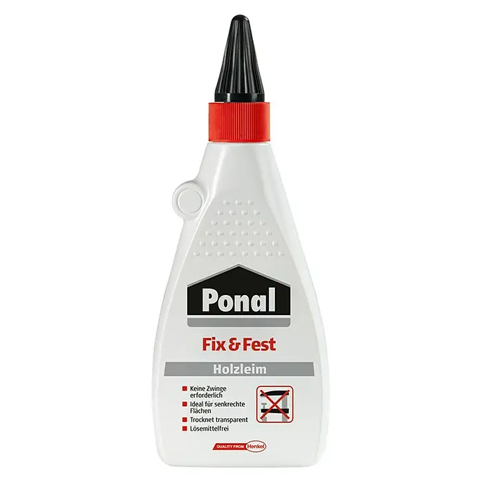 Ponal Holzleim Fix & Fest - 100 g, Lösemittelfrei - Eine Flasche Ponal Fix & Fest Holzleim, ideal für senkrechte Flächen, transparent trocknend und lösemittelfrei für hochwertige Holzverbindungen.