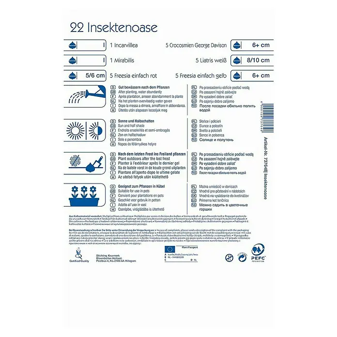 Kiepenkerl Sommerblumenzwiebel-Mix Nektaroase - Verschiedene sorten, 22 Stk. - Produktinformationen für "22 Insektenoase" Blumenzwiebeln, inklusive Pflanzanweisungen, Standortansprüche und Pflegehinweise für eine erfolgreiche Blüte.