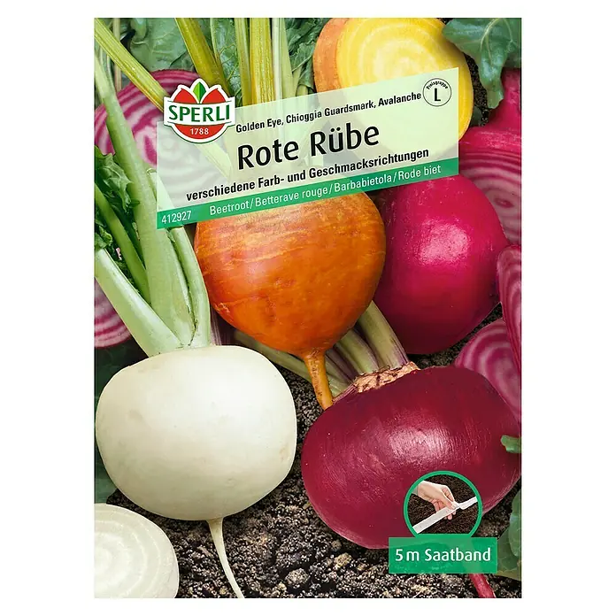 Sperli Gemüsesamen Rote Rübe - Golden Eye, Beta vulgaris, Erntezeit: Juli - Samenpackung mit verschiedenen Sorten Rote Rüben von Sperli, inklusive Saatband.