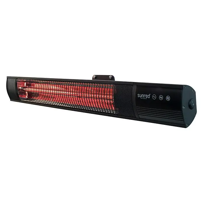 Sunred Royal Diamond Wandheizstrahler Dark - 2.500 W, 81,7 x 10 x 14,1 cm - Nahaufnahme eines Sunred Heizstrahlers, der Wärme und Komfort für den Außenbereich bietet, mit Infrarot-Technologie für effiziente Heizleistung.