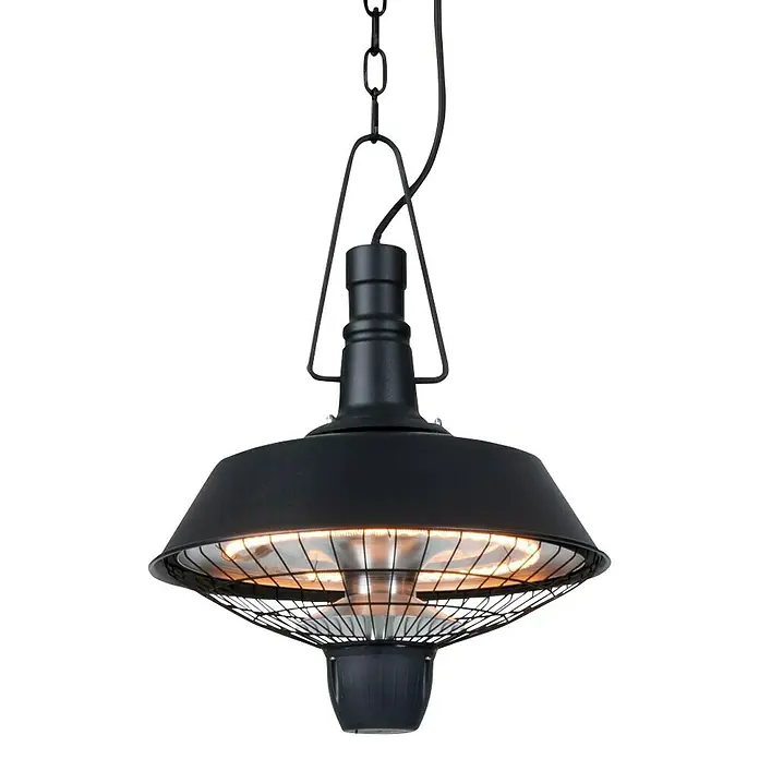 Sunred Deckenheizstrahler Indus - 2.100 W, Schwarz, Durchmesser: 36 cm - Schwarzer Heizstrahler mit industriellem Design, der Wärme und Stil in jeden Außenbereich bringt.