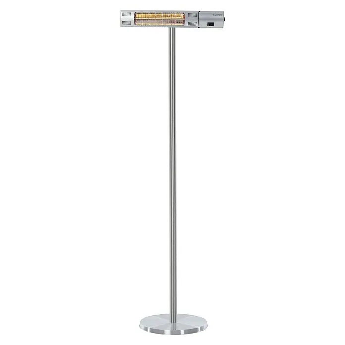 Sunred Terrassenstrahler - 2.000 W, Höhe: 190 cm - Dieses Bild zeigt einen Sunred-Heizstrahler mit Standfuß, ideal für den Außenbereich, mit einem schlanken Design und Infrarot-Technologie.