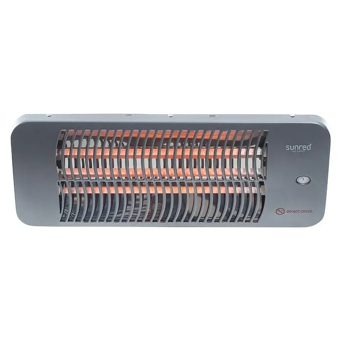 Sunred Wandheizstrahler Lugo - 2.000 W, Grau, 54 x 16 x 12 cm - Nahaufnahme einer Sunred Heizung. Diese Infrarotheizung ist ideal für den Innen- und Außenbereich und sorgt für angenehme Wärme.