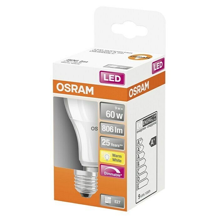 Osram LED-Leuchtmittel Superstar Classic A (8,8 W, E27, Warmweiß, 806 lm, Energieeffizienzklasse: A+)