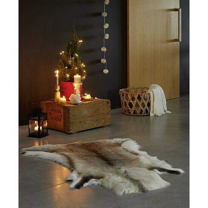 Esbeco Alfombra de piel de reno (Marrón/Blanco, 110 x 70 cm)