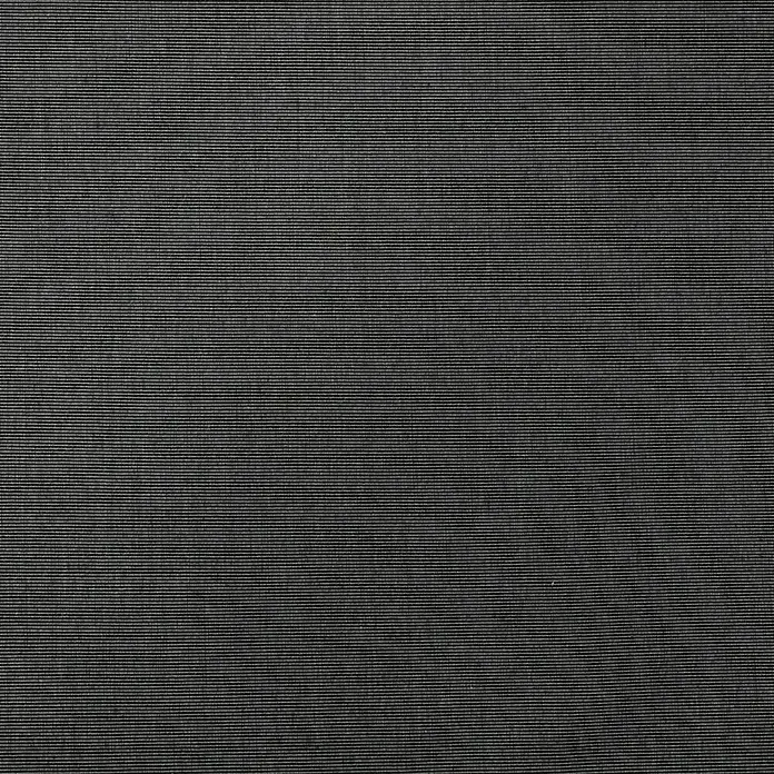 Sunfun Hülsenmarkise - Anthrazit, Breite: 5 m, Ausfall: 3 m - Nahaufnahme eines schwarzen Stoffes mit feinen horizontalen Linien. Detailreiche Textur für vielseitige Anwendungen.