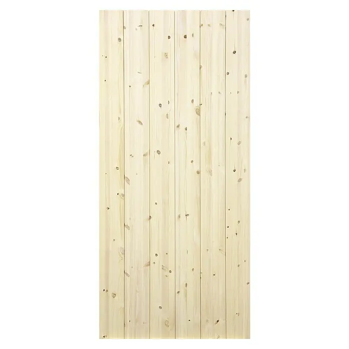Radex Holzschiebetür Barn Door Loft Rustic - 95 x 210 cm, Kiefer, Natur, Motiv: Z - Helle Holzvertäfelung mit Astlöchern. Ideal für rustikale Innenräume, die Wärme und Natürlichkeit ausstrahlen.