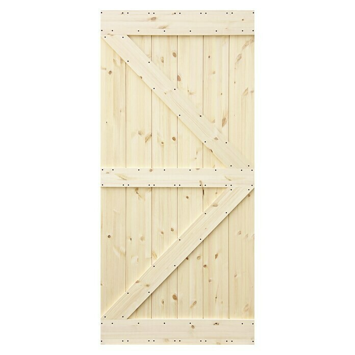 Radex Holzschiebetür Barn Door Loft Rustic (95 x 210 cm, Kiefer, Natur, Motiv: KK) | BAUHAUS