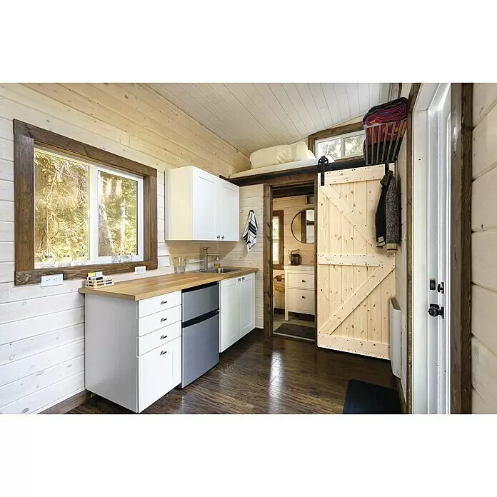 Radex Holzschiebetür Barn Door Loft Rustic - 95 x 210 cm, Kiefer, Natur, Motiv: KK - Stimmungsaufnahme
