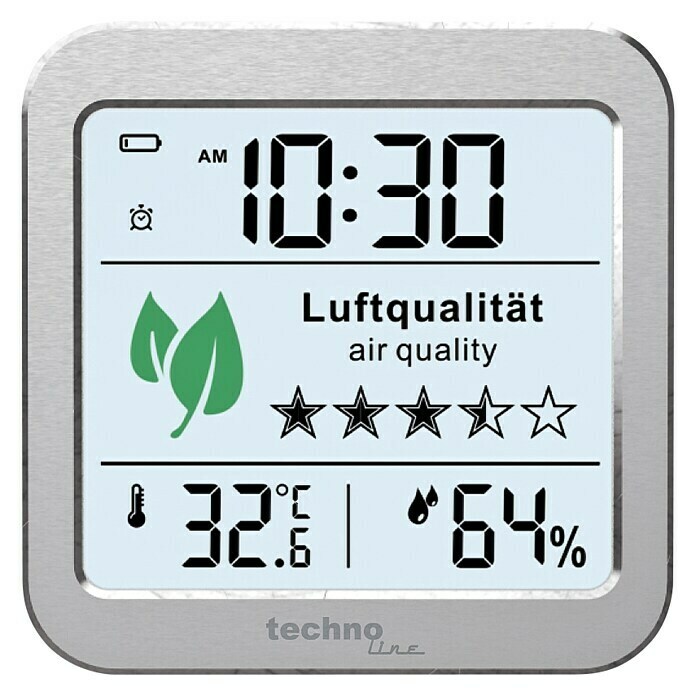 Technoline Luftqualitätsmonitor WL1020Digitales Display, 82 x 25 x 82 mm Front View