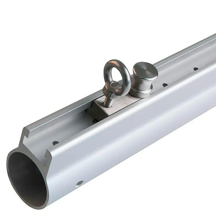 Sonnensegelmast Premium - Höhe: 242,5 cm - Aluminiumrohr mit Aufhängeöse und Befestigungselementen für flexible Anwendungen und sichere Verbindungen.