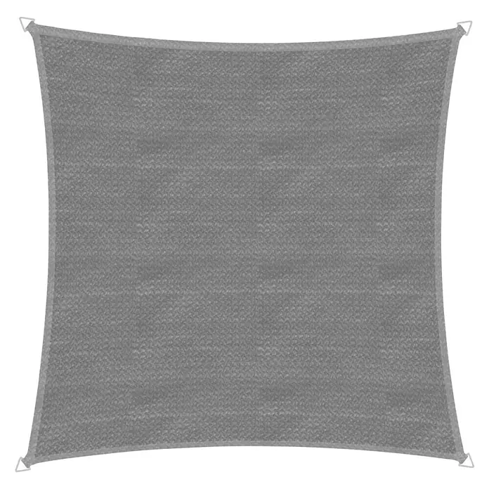 Windhager Sonnensegel Capri - L x B: 4 x 4 m, Quadratisch, Grau - Graues, quadratisches Sonnensegel mit verstärkten Kanten und Befestigungspunkten für den Außenbereich, ideal für Schatten.