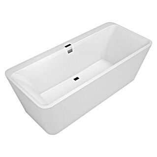 Villeroy & Boch Freistehende Badewanne (L x B: 180 x 80 cm, Quaryl, Weiß, Mit Ab- und Überlaufgarnitur und Wasserzulauf)