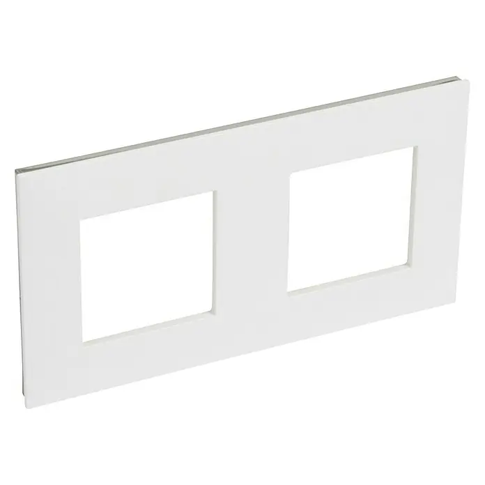 Legrand Valena Next Marco - Blanco/Cromado, Modelo de mecanismos: x 2, Plástico, Colocar - Placa de pared doble blanca para interruptores y enchufes, ideal para un toque moderno en cualquier instalación eléctrica.