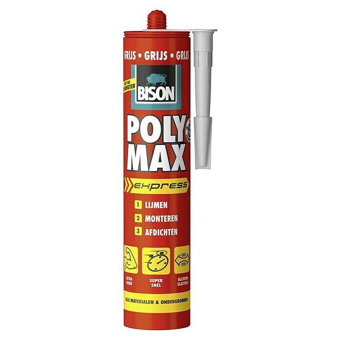 Bison Poly Max Universele montagelijm (Uv-bestendig, 425 g, Grijs) | BAUHAUS