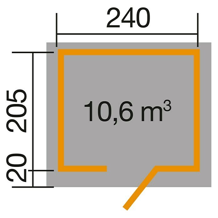 Weka Gerätehaus 260B x T: 297 x 246 cm, Wandstärke: 28 mm Sketch