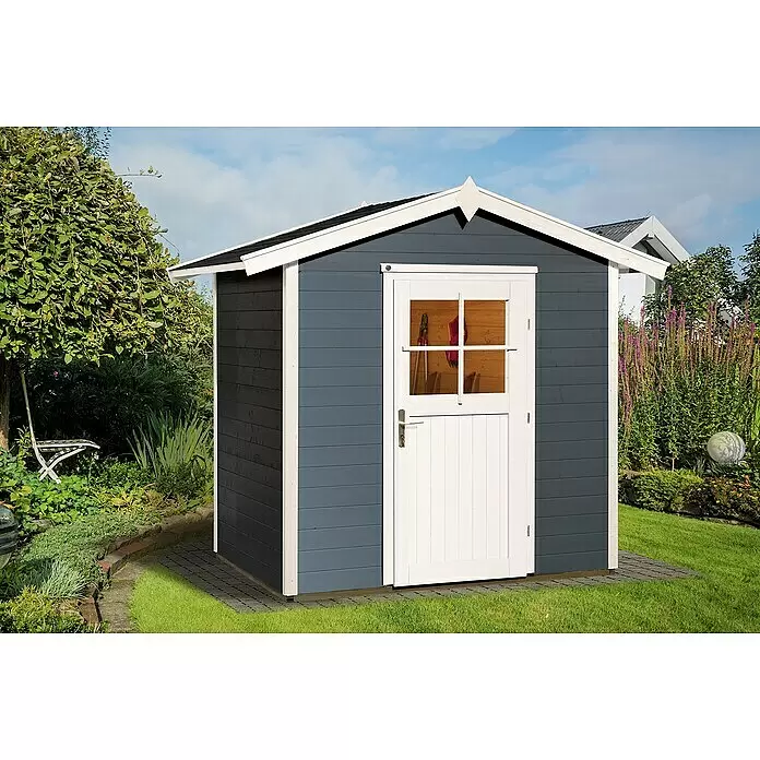Weka Gartenhaus 223 - Außenmaß inkl. Dachüberstand (B x T): 260 x 178 cm, Holz, Anthrazit/Weiß - Stimmungsaufnahme