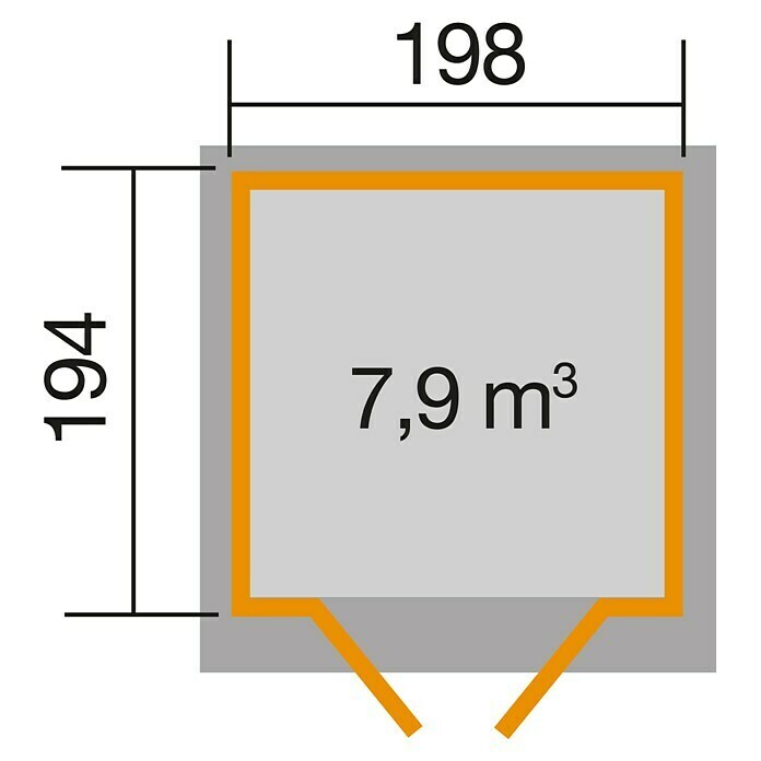 Weka Gerätehaus 325 A3,88 m², Wandstärke: 19 mm, Unbehandelt Sketch