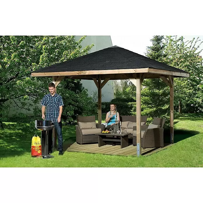 Weka Pavillon Gartenoase 651 - L x B: 333 x 333 cm - Stimmungsaufnahme