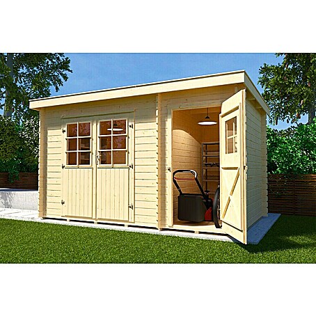 Weka Gartenhaus 254 (Außenmaß inkl. Dachüberstand (B x T): 394 x 246 cm, Holz, Natur)
