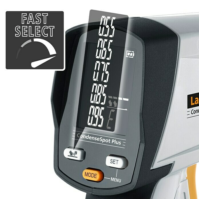 Laserliner Infrarot-Thermometer CondenseSpot PlusMessbereich Temperatur: -60 °C bis +365 °C (Oberflächen) Detail Shot