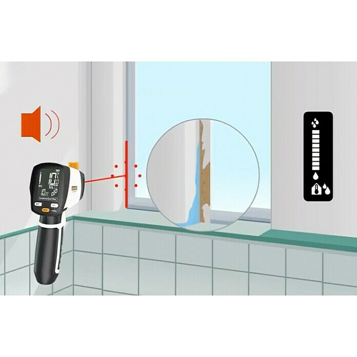 Laserliner Infrarot-Thermometer CondenseSpot PlusMessbereich Temperatur: -60 °C bis +365 °C (Oberflächen) Use Shot