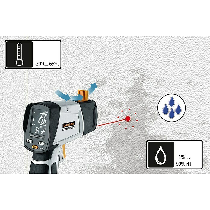 Laserliner Infrarot-Thermometer CondenseSpot PlusMessbereich Temperatur: -60 °C bis +365 °C (Oberflächen) Use Shot