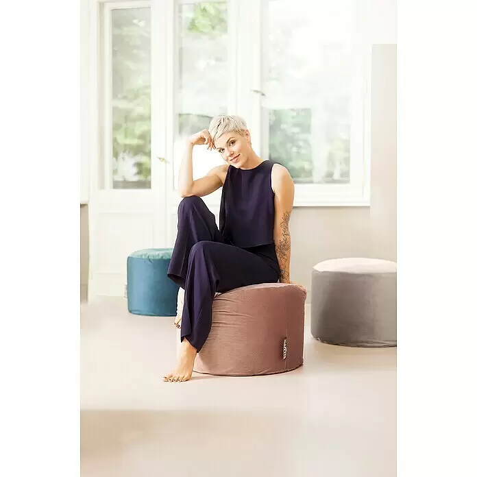 Sitting Point Sitzhocker Dotcom Samt Uni - Petrol, Ø x H: 60 x 40 cm, 100 % Polyester - Stimmungsaufnahme