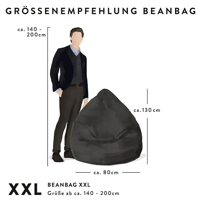 Sitting Point Sitzsack Beanbag Easy - XXL, Orange, 100 % Polyester - Größenempfehlung für den Beanbag XXL: geeignet für Personen von 140 bis 200 cm. Der Sitzsack ist ca. 130 cm hoch und 80 cm breit.