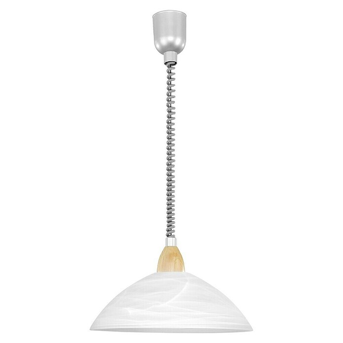 Eglo Okrogla viseča svetilka Lord 2 z leseno rozeto  (Premer: 360 mm, Višina: 110 cm, Bele barve, srebrne barve, nikelj mat barve, rjave barve) | 3015 - Pendelleuchte Wohnraum | CACA - Pendelleuchte Wohnraum | CAC - Indoorleuchten | CA - Beleuchtung | C - Elektro | BAUHAUS