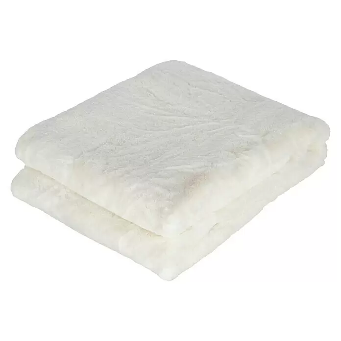 Manta para sofá Happy - 150 x 200 cm, Blanco - Suave manta doblada de piel sintética blanca para confort y calidez.