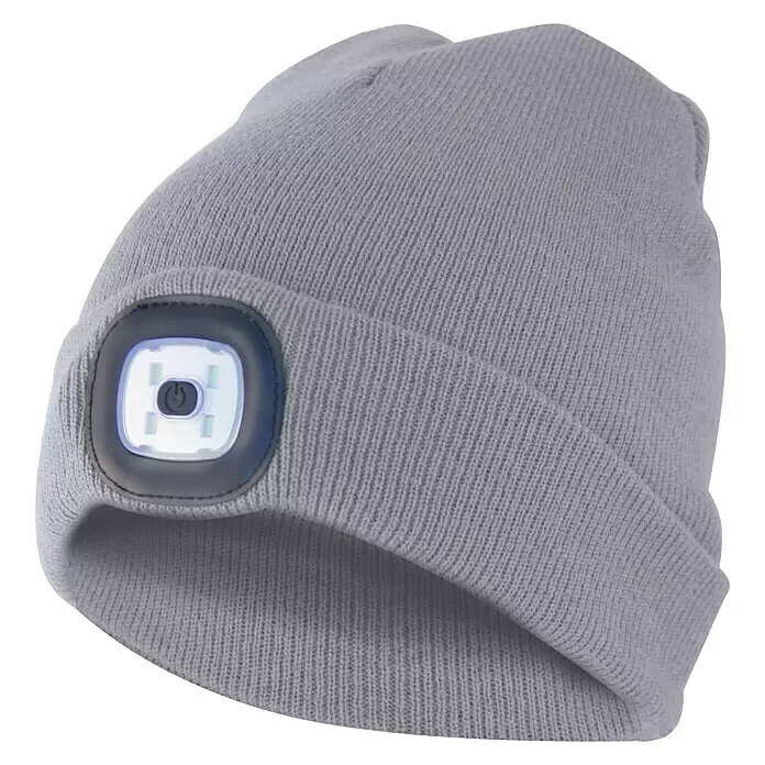 Velamp Gorro Lighthouse - LED, Gris, Textil - Gorro de punto gris con linterna frontal LED integrada.
