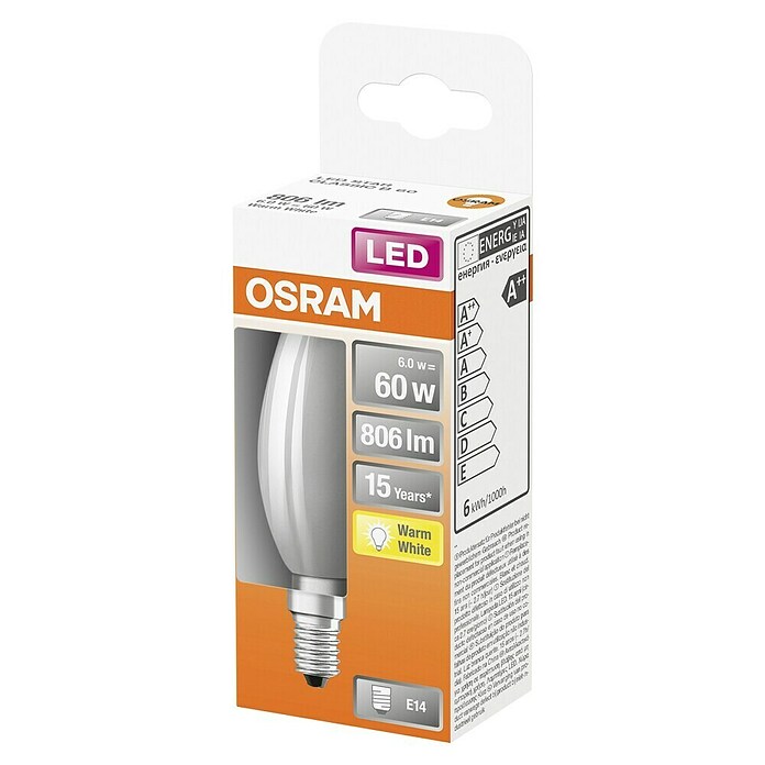 Osram Retrofit LED-Leuchtmittel Classic B60 (6 W, E14, Warmweiß, 1 Stk.)