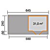 Weka Gartenhaus Designhaus 126 B + Anbau 300 cm (Außenmaß inkl. Dachüberstand (B x T): 645 x 316 cm, Holz, Anthrazit/Weiß) | BAUHAUS