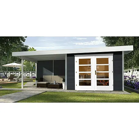 Weka  Gartenhaus Designhaus 126 B + Anbau 300 cm