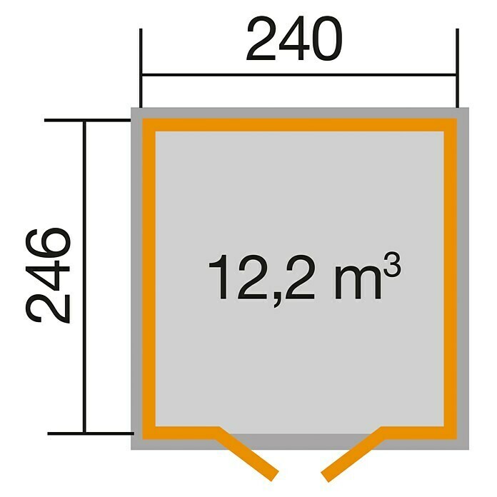 Weka Gerätehaus SchwedenhausB x T: 277 x 286 cm, Holz, 5,904 m², Wandstärke: 32 mm Sketch