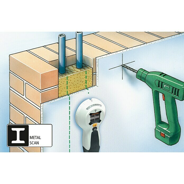 Laserliner Ortungsgerät StarFinder PlusGeeignet für: Aufspüren von spannungsführenden Leitungen, Holz und Metall, Erfassungstiefe: Max. 40 mm spannungsführende Leitungen Use Shot