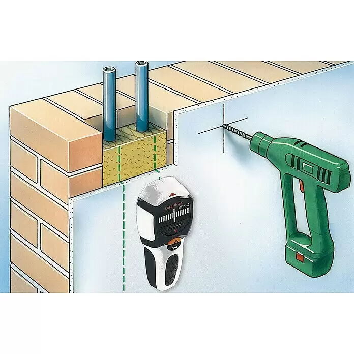 Laserliner Ortungsgerät MultiFinder Plus - Geeignet für: Aufspüren von spannungsführenden Leitungen, Holz und Metall, Erfassungstiefe: Max. 40 mm Holz/Metall - Anwendungsbeispiel