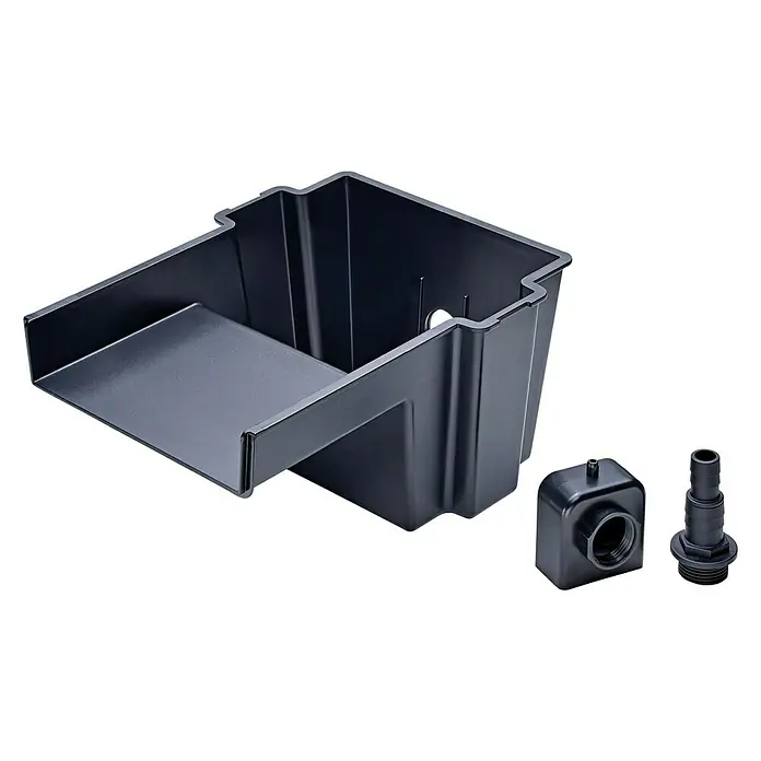Pontec Einbau-Wasserfall Pondofall - 32,5 x 27 x 16 cm - Ein schwarzer Teichfilter mit Zubehör, ideal für klare und saubere Teiche. Effektive Filterung für ein gesundes Teichökosystem.