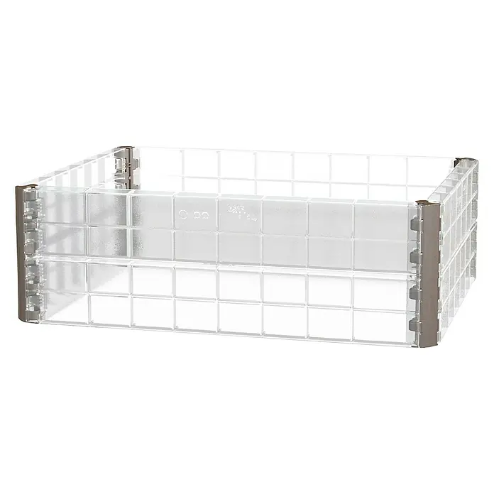 Garantia Hochbeet-Erweiterung Wachstumsmodul - 60 x 25 cm, Kunststoff, Farblos - Transparente Pflanzkiste mit Gitterstruktur und metallischen Eckverbindungen, ideal für den Garten oder Balkon. Robustes Design für Pflanzenliebhaber.