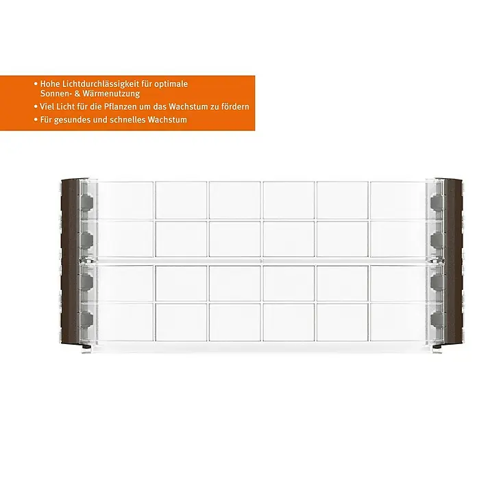 Garantia Hochbeet-Erweiterung Wachstumsmodul - 60 x 25 cm, Kunststoff, Farblos - Produktbild eines Pflanzgefäßes. Das Gefäß ist transparent und verfügt über eine optimale Lichtdurchlässigkeit für Pflanzenwachstum.