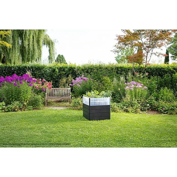 Garantia Hochbeet-Erweiterung Wachstumsmodul - 60 x 25 cm, Kunststoff, Farblos - Dieser stilvolle, schwarze Hochbeet-Pflanzkasten bietet eine ideale Lösung für den Anbau von Pflanzen im Garten.