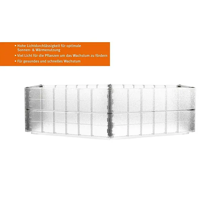 Garantia Hochbeet-Erweiterung Wachstumsmodul - 110 x 25 cm, Kunststoff, Farblos - Eine durchsichtige, würfelförmige Pflanzenanzuchtbox für optimales Wachstum, die viel Licht für Pflanzen bietet.